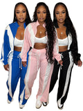 MB FASHION Two-Piece Retro Windbreaker Set – Cropped Zip-Up Track Jacket & High-Waist Wide Leg Joggers 5055