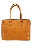 EVERY FASHION Quilted Structured Tote Bag with Studded Detailing and Matching Wallet XC-6864W