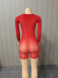 MB FASHION Sexy Black Sheer Long Sleeve Bodysuit Romper 1475