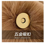 EVERY FASHION Plush Faux Fur Tote Bag with Top Handles