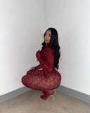 MB FASHION Sexy Black Floral Lace Full-Body Catsuit Jumpsuit 1473