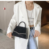 Every Fashion Rhinestone Studded Top Handle Bag