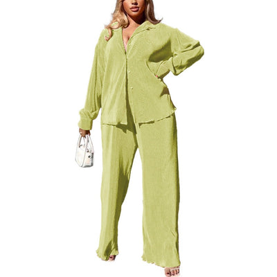 MB FASHION BLOUSE TOP LONG WIDE PANTS SET 6590LY