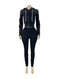 MB FASHION Cropped Zip-Up Hoodie & High-Waist Leggings Set 5089