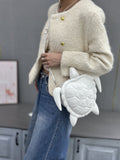 EVERY FASHION Turtle Shaped Handbag - Novelty Embossed Turtle Purse with Structured Shell Design