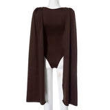 MB FASHION Draped Cape Sleeve Bodysuit 670