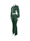 MB FASHION Cropped Zip Jacket & High-Waist Flare Pants Set 5018