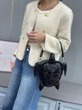 EVERY FASHION Turtle Shaped Handbag - Novelty Embossed Turtle Purse with Structured Shell Design
