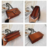 Every Fashion Textured Chain Shoulder Bag with Metal Buckle Detail