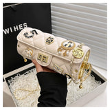 Every Fashion Quilted Mini Shoulder Bag with Decorative Charms