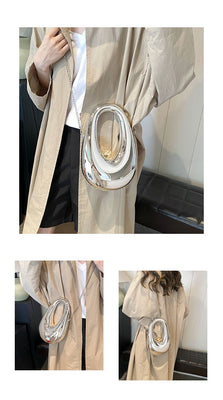 EVERY FASHION Sculptural Metallic Handbag with Chain Strap