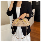 EVERY FASHION Ruched Gold-Frame Shoulder Bag