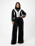 MB FASHION Wide Leg Tracksuit Set - Zip-Up Jacket & Athletic Lounge Pants 4071