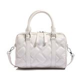 EVERY FASHION Quilted Barrel Satchel with Dual Handles and Crossbody Strap