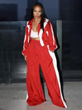 MB FASHION Wide Leg Tracksuit Set - Zip-Up Jacket & Athletic Lounge Pants 4071