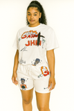 MB FASHION Graphic Print Tee and Shorts Two-Piece Casual Set 6107R