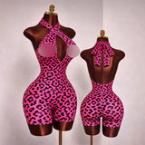 MB FASHION Sexy Halter Neck Crisscross Cutout Romper 6105