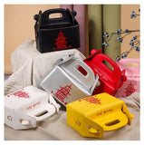 Every Fashion Chinese Takeout Box Style Handbag with Pagoda Print