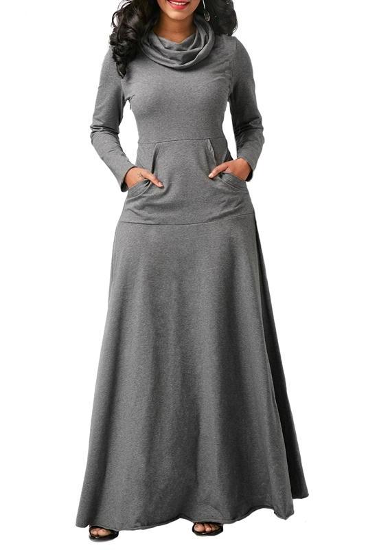 MB FASHION Elegant Long-Sleeve Maxi Dress with Pockets and Cowl Neck 4 | MB Fashion Wholesale MB FASHION Elegant Long-Sleeve Maxi Dress with Pockets and Cowl Neck 4 | MB Fashion Wholesale