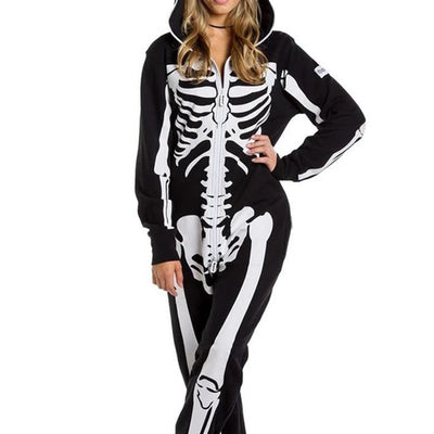 MB FASHION HALLOWEEN ONESIE SKELETON ZIP UP JUMPSUIT 0231LY