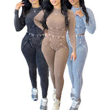 MB FASHION HIGH QUALITY Ribbed Crop Top & High-Waisted Leggings 4043LY