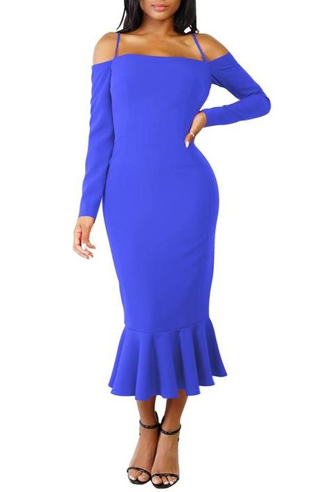 off the shoulder mermaid midi dress Sculpted Bloom Couture Mermaid Midi Dress Black / L