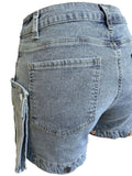 MB FASHION High-Waisted Detachable Cargo Overlay Jeans 8007LY