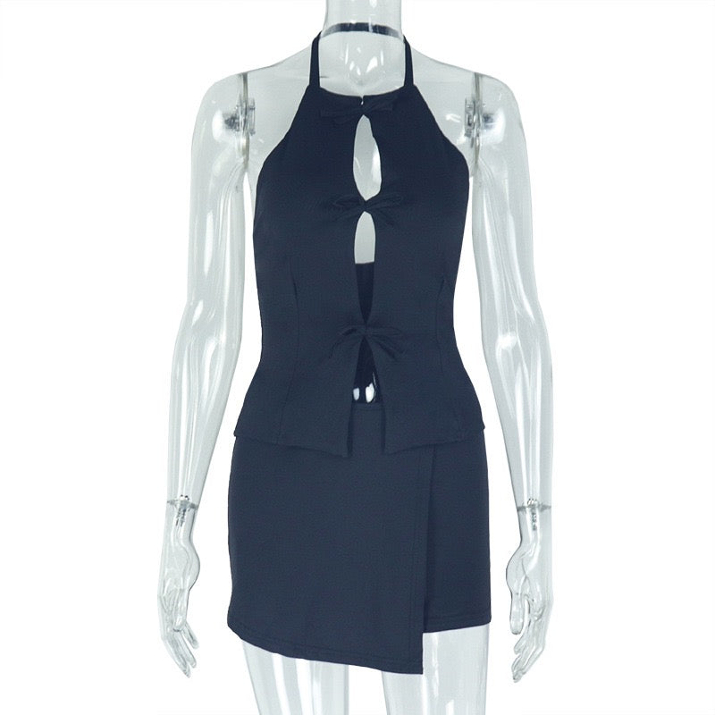 MB FASHION Halter Cut-Out Mini Skirt Set 1725