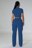 MB FASHION Casual Crop Top and High-Waisted Cargo Pants Set 9469LY