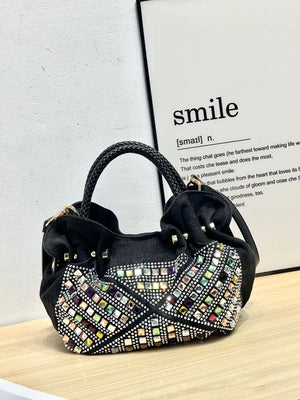Every Fashion Glam Studded Tote with Braided Handle 59250