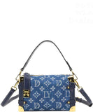 EVERY FASHION Monogram Denim Crossbody Bag with Gold-Tone Accents DZ-1218