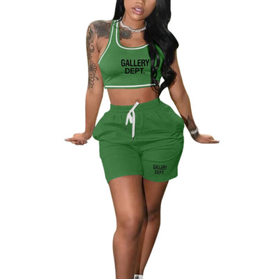MB FASHION Racerback Crop Top and Elastic Waist Shorts Set 323LY