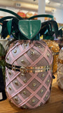 Every Fashion Pineapple-Inspired Studded Barrel Handbag with Drawstring Top 9355