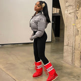 MB FASHION Cropped Puffer Jacket with Extended Sleeve Detail 405