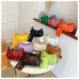EVERY FASHION Studded Crescent Shoulder Bag with Matching Pouch