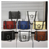 Every Fashion Textured Chain Shoulder Bag with Metal Buckle Detail