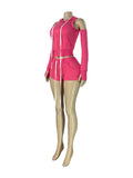 MB FASHION Sleeveless Zip Hoodie Vest Arm Sleeves & Mini Shorts Set 6028