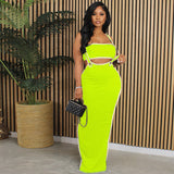 MB FASHION MAXI RIBBED TUBE TOP DRESS SET 8053LY