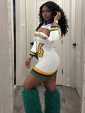 MB FASHION Mardi Gras Cut-Out Jersey Dress & Headband Set 835