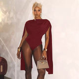 MB FASHION Draped Cape Sleeve Bodysuit 670