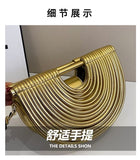 Every Fashion Half-Moon Statement Handle Bag with Layered Design