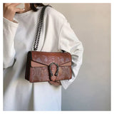 Every Fashion Textured Chain Shoulder Bag with Metal Buckle Detail