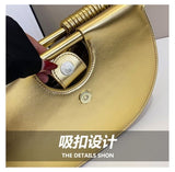 Every Fashion Half-Moon Statement Handle Bag with Layered Design