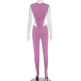 MB FASHION Sleeveless Cut-Out Ruched Set 290