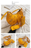 EVERY FASHION Studded Crescent Shoulder Bag with Matching Pouch