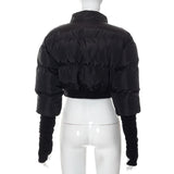 MB FASHION Cropped Puffer Jacket with Extended Sleeve Detail 405
