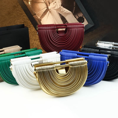 Every Fashion Half-Moon Statement Handle Bag with Layered Design