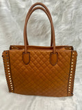 EVERY FASHION Quilted Structured Tote Bag with Studded Detailing and Matching Wallet XC-6864W