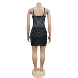 MALYBGG Pure Mesh and Rhinestone Mini Dress 6682-1LY