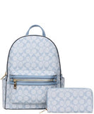 EVERY FASHION Geometric Print Backpack with Matching Wallet FT-8578W